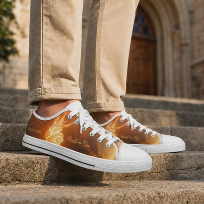 Custom Name Heart On Fire Graphic Low Top Shoes