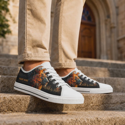 Custom Name Walk By Faith Graphic Low Top Shoes