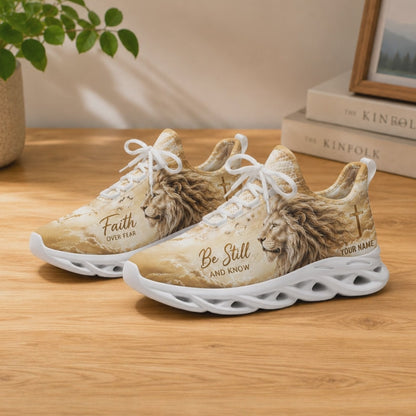 Custom Name Lion Be Still And Know Faith Over Fear Max Soul Shoes