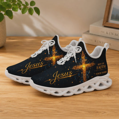Custom Name Golden Cross Key Of Faith Max Soul Shoes