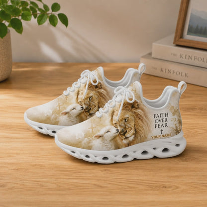 Custom Name Lion And The Lamb Faith Over Fear Max Soul Shoes