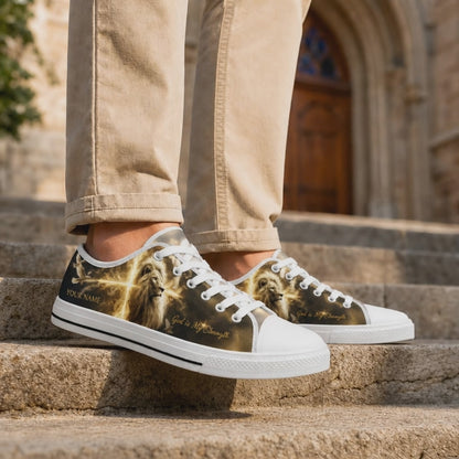 Custom Name Lion With Cross Christian Custom Low Top Shoes
