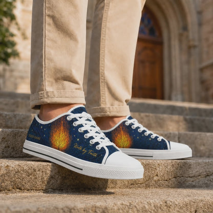 Custom Name Walk By Faith Flame Artistic Personalized Low Top Shoes