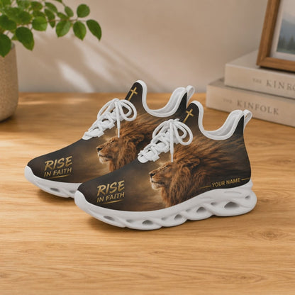 Custom Name Rise In Faith Lion Max Soul Shoes