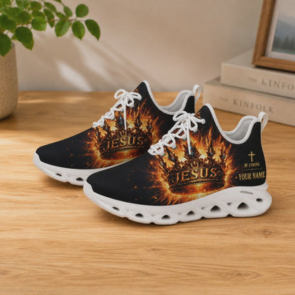 Custom Name Crown Of Jesus Be Strong Max Soul Shoes