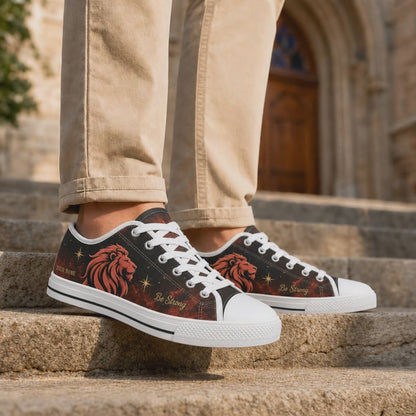 Custom Name Be Strong Lion Graphic Personalized Low Top Shoes