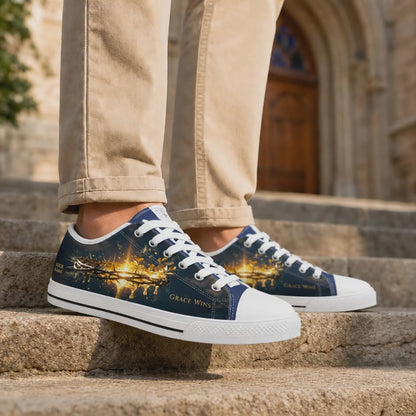 Custom Name Grace Wins Crown Of Thorns Custom Low Top Canvas Shoes