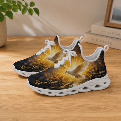 Custom Name Rise In Faith Golden Forest Dove Max Soul Shoes