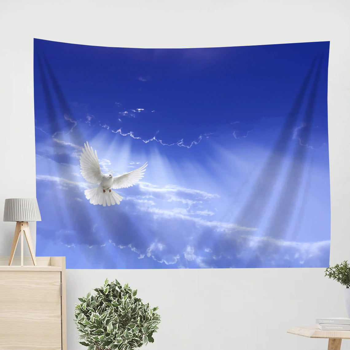 Big Buner Beautiful Sky With Dove Tapestry