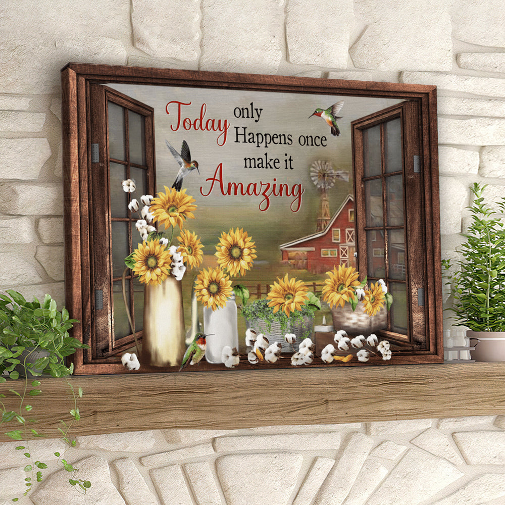 Today Only Happens Once Make Amazing - Hummingbirds - Jesus Pictures - Christian Canvas Prints - Faith Canvas - Bible Verse Canvas - Ciaocustom