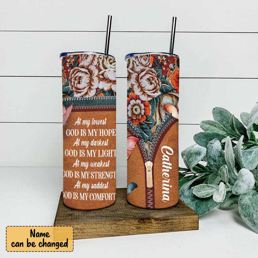 At My Lowest God Is My Hope - Personalized Tumbler - Stainless Steel Tumbler - 20 oz Skinny Tumbler - Tumbler For Cold Drinks - Ciaocustom