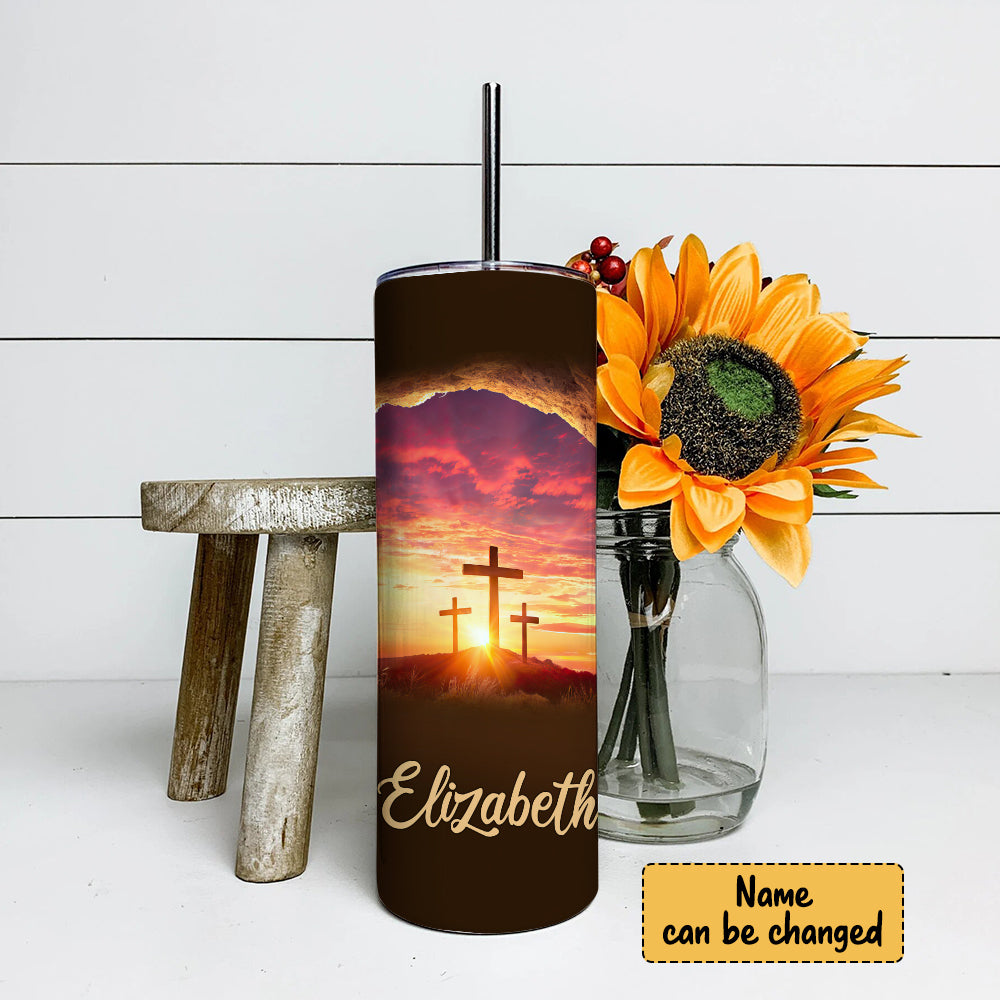 Because He Lives I Can Face Tomorrow Tumbler - Personalized Tumbler - Stainless Steel Tumbler - 20 oz Skinny Tumbler - Tumbler For Cold Drinks - Ciaocustom