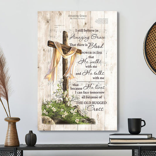 Christian Canvas Wall Art - Bible Verse Canvas - Amazing Grace Cross Jesus Canvas Poster - Ciaocustom