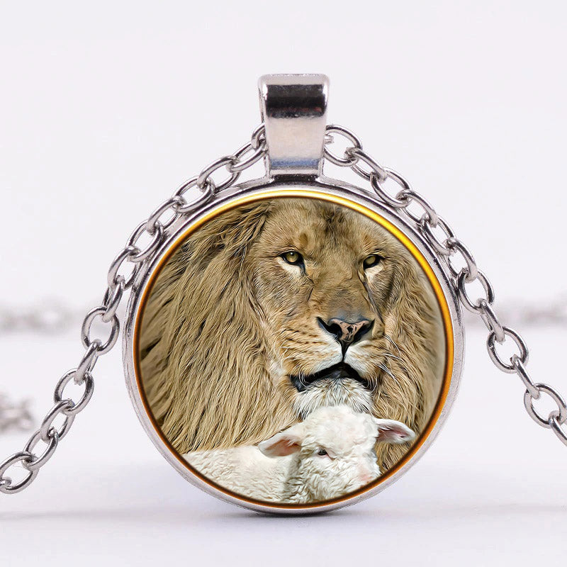 Lion And Sheep - Jesus Christ Necklace - Religious Pendant - Catholic Necklace - Ciaocustom