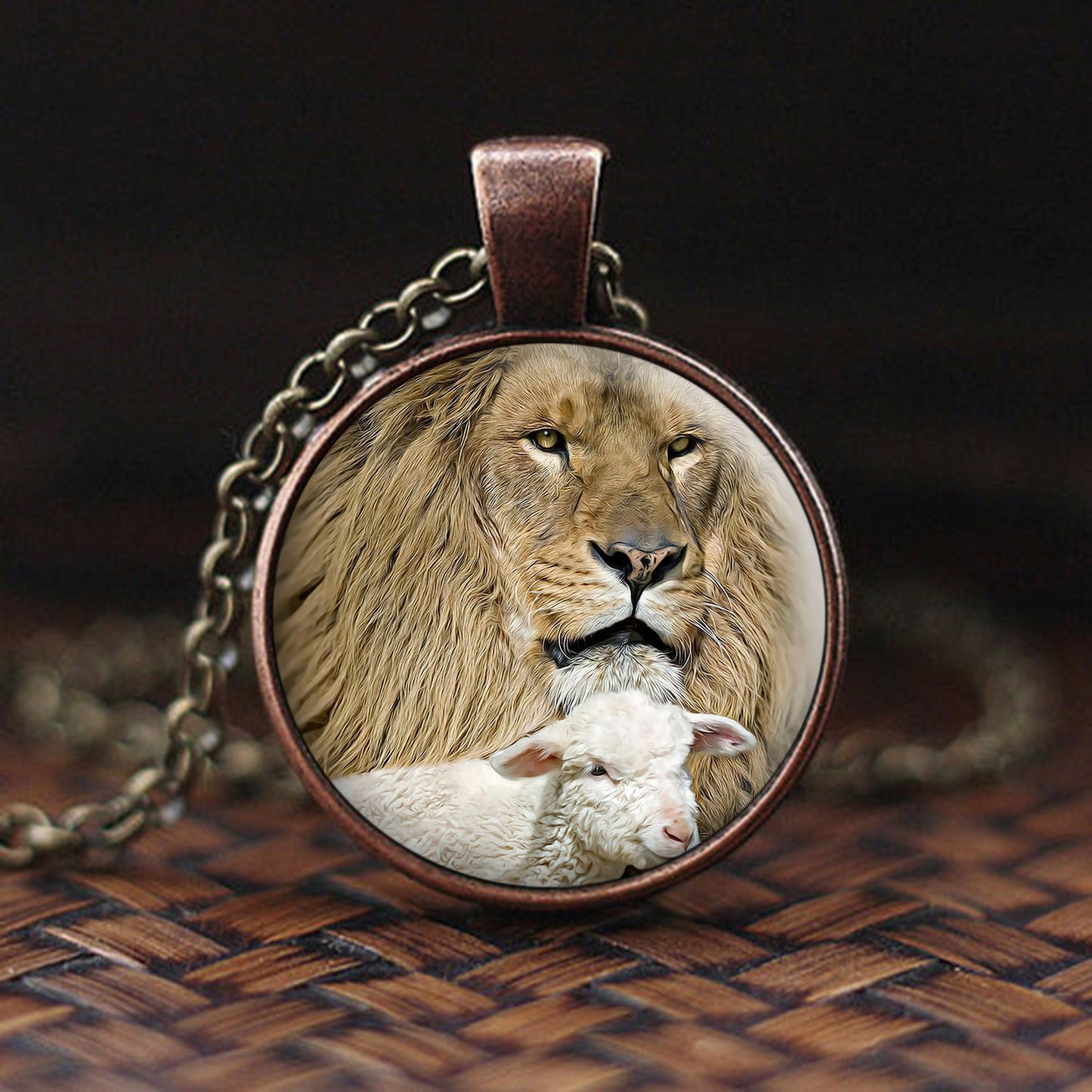 Lion And Sheep - Jesus Christ Necklace - Religious Pendant - Catholic Necklace - Ciaocustom