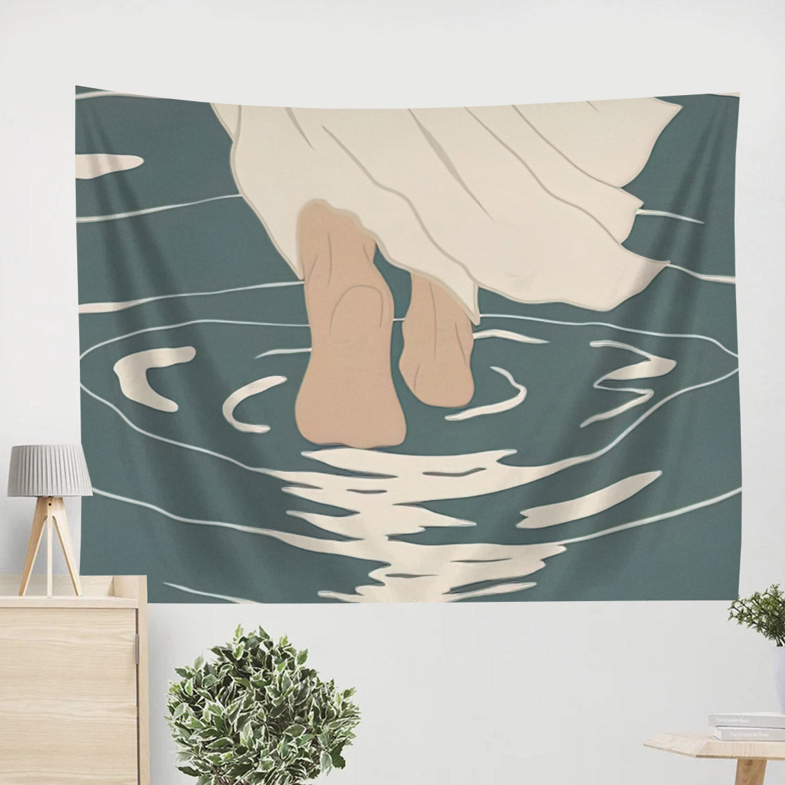 Jesus Walking On Water - Christian Tapestry Wall Hangings - Christian Wall Art - Jesus Christ Tapestry Wall Art - Ciaocustom