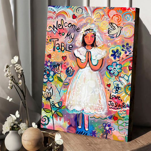 First Communion Girl Posters - Religious Canvas Wall Art - Ciaocustom