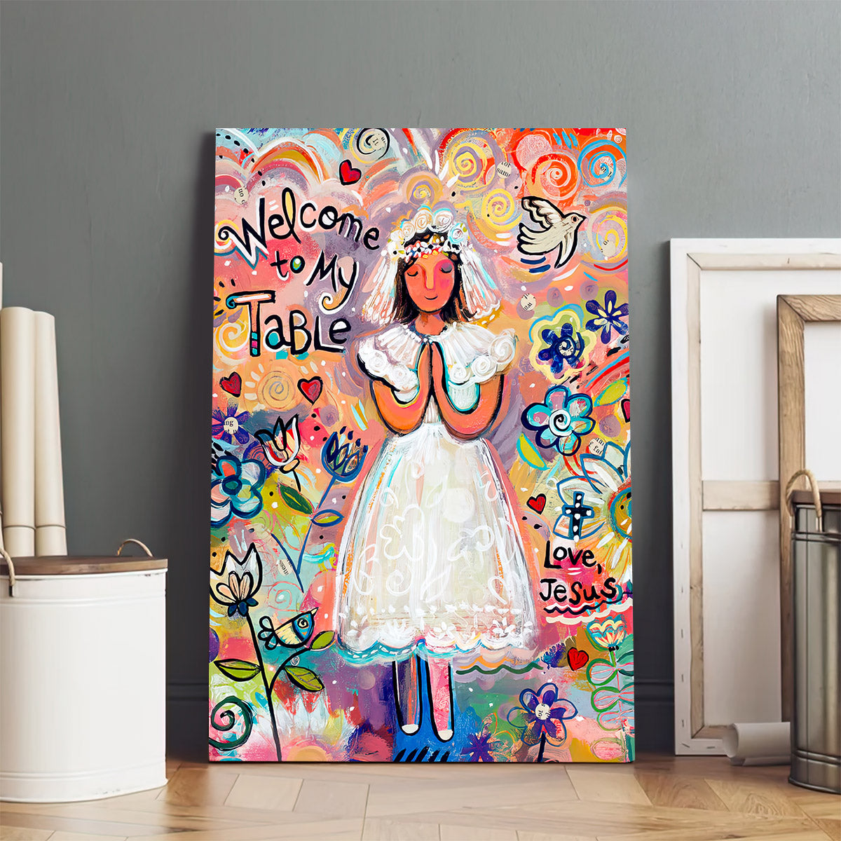 First Communion Girl Posters - Religious Canvas Wall Art - Ciaocustom