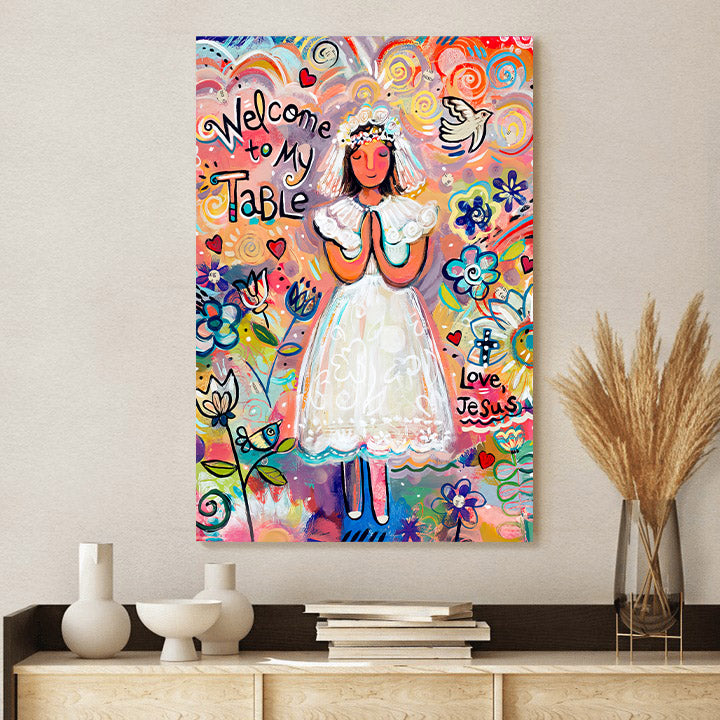 First Communion Girl Posters - Religious Canvas Wall Art - Ciaocustom