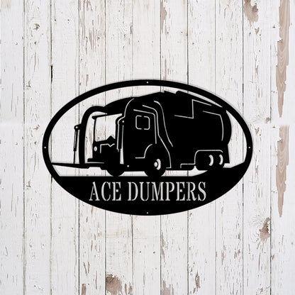 Custom Front Garbage Metal Sign - Personalized Metal Truck Wall Art - Metal Truck Decor - Gifts For Truck Drivers