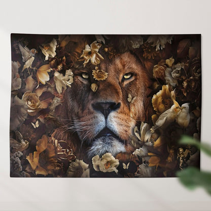 Lion And Birds Tapestry - Christian Tapestry - God Tapestry - Religious Wall Decor - Christian Wall Tapestry - Biblical Tapestries - Ciaocustom