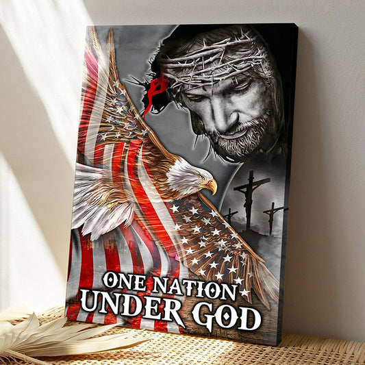 Scripture Wall Decor - Bible Verse Wall Art Canvas - One Nation Under God Canvas Poster - Jesus Canvas - Ciaocustom
