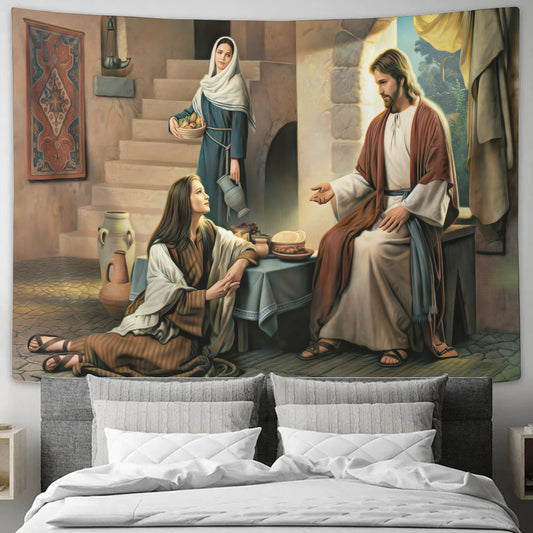 The Better Part - Biblical Tapestries - Religious Wall Decor - Christian Wall Tapestry - Ciaocustom