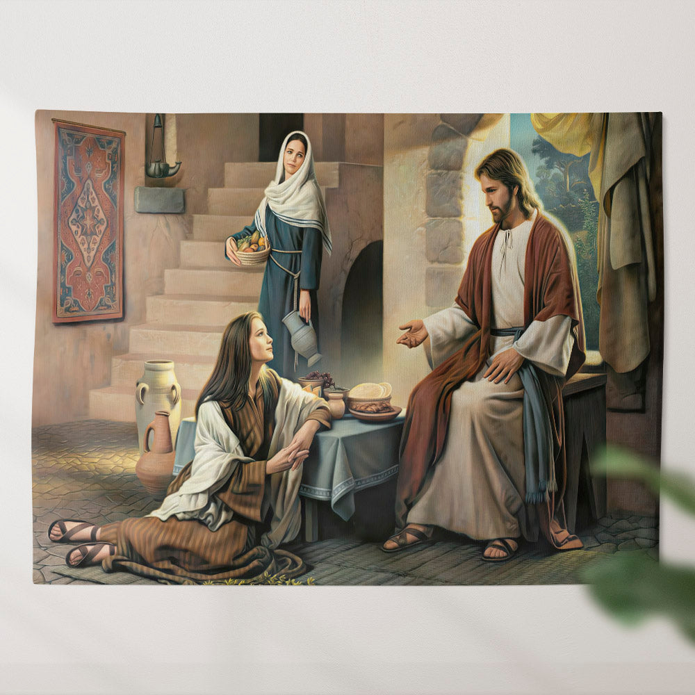 The Better Part - Biblical Tapestries - Religious Wall Decor - Christian Wall Tapestry - Ciaocustom