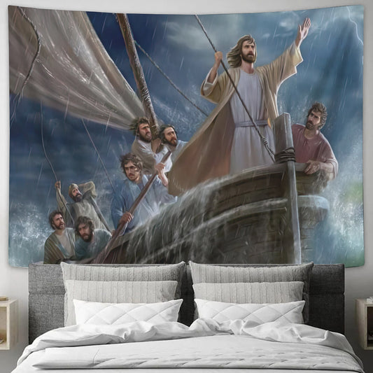 Peace, Be Still - Biblical Tapestries - Religious Wall Decor - Christian Wall Tapestry - Ciaocustom