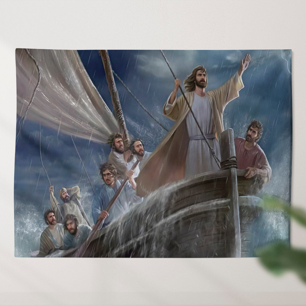 Peace, Be Still - Biblical Tapestries - Religious Wall Decor - Christian Wall Tapestry - Ciaocustom