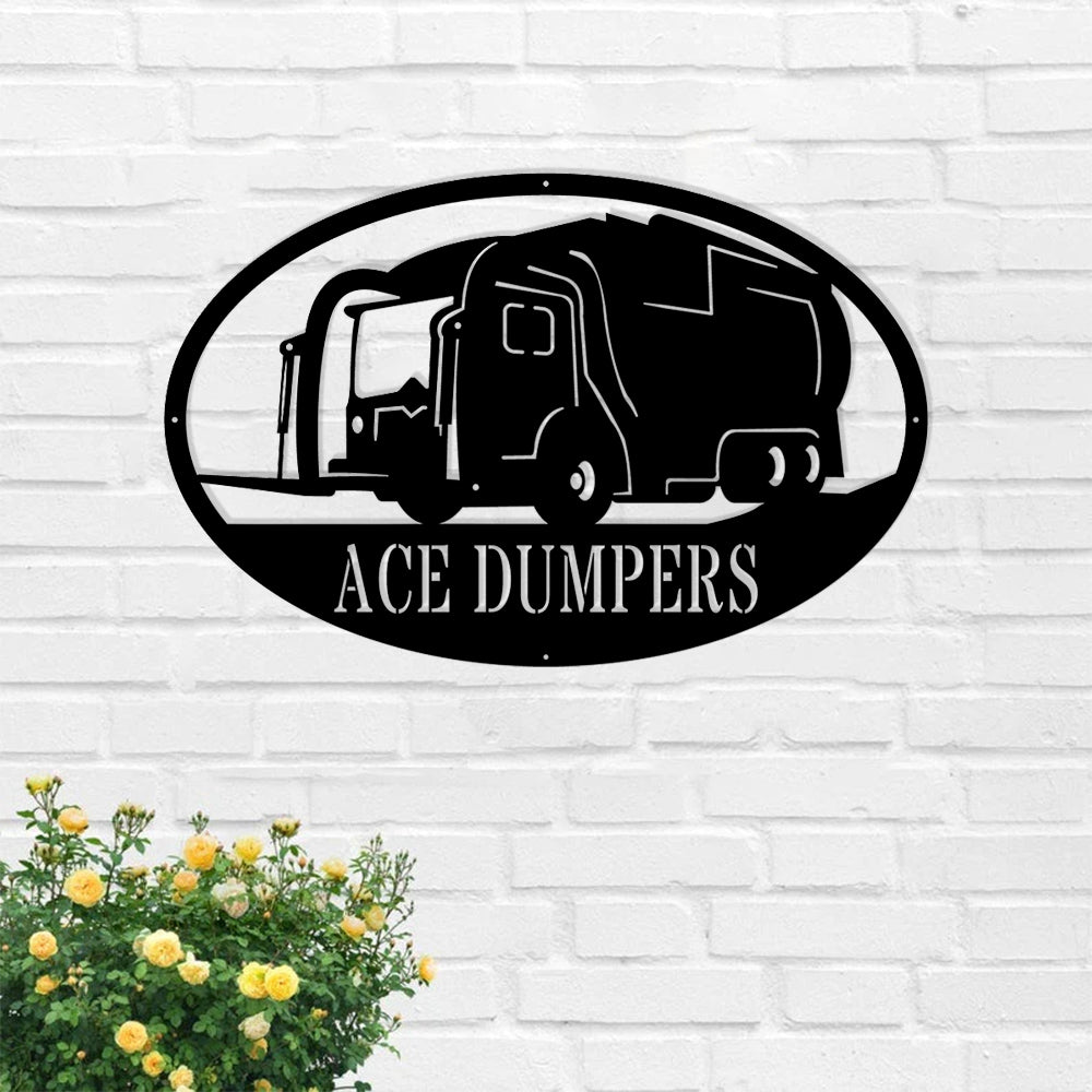 Custom Front Garbage Metal Sign - Personalized Metal Truck Wall Art - Metal Truck Decor - Gifts For Truck Drivers