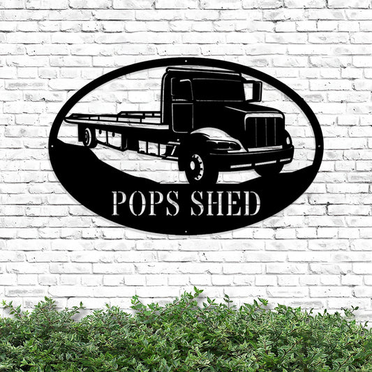 Custom Flat Bed Tow Truck Metal Sign - Personalized Metal Truck Wall Art - Metal Truck Decor - Gifts For Truck Drivers