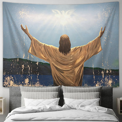 Baptism Of Jesus - Religious Wall Decor - Christian Wall Tapestry - God Tapestry - Ciaocustom