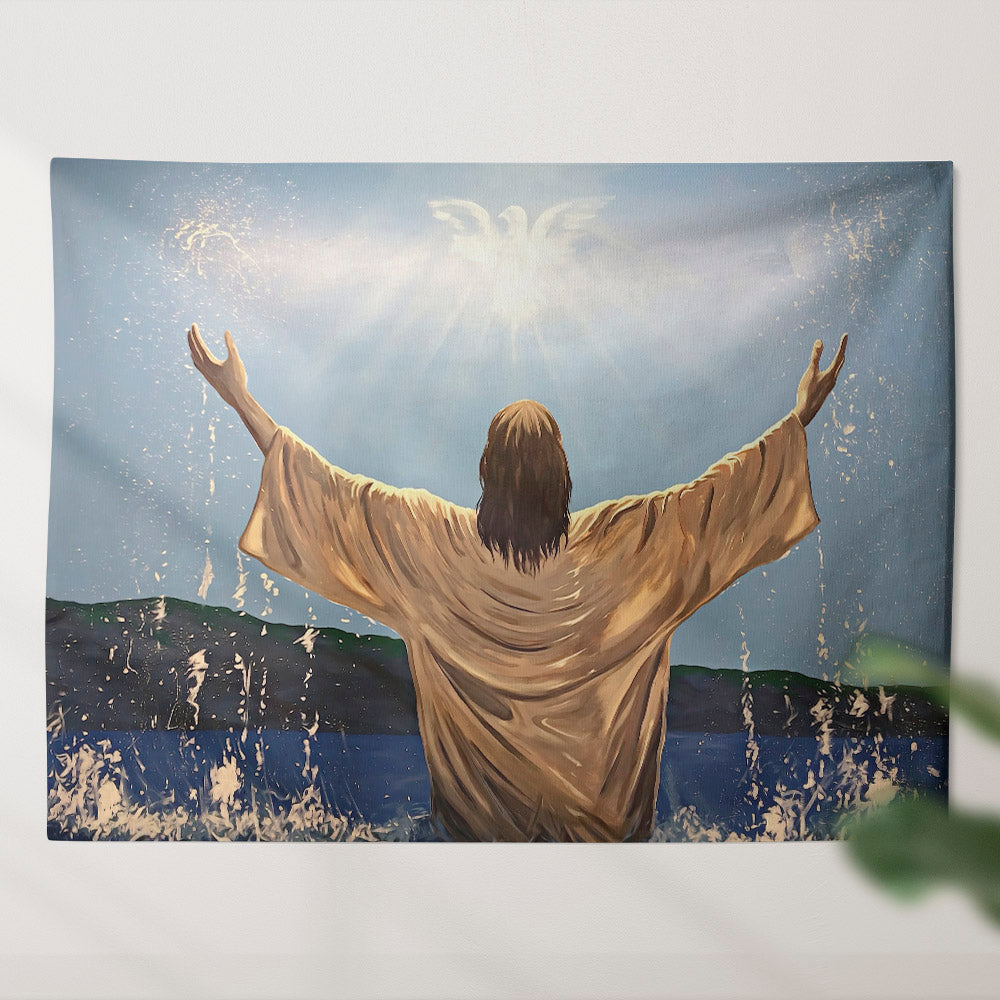 Baptism Of Jesus - Religious Wall Decor - Christian Wall Tapestry - God Tapestry - Ciaocustom