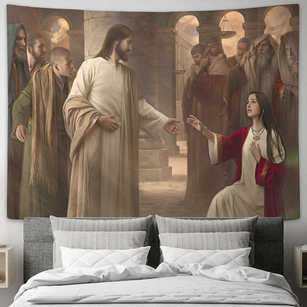 The Canaanite Woman’s Faith - Religious Wall Decor - Christian Wall Tapestry - God Tapestry - Ciaocustom