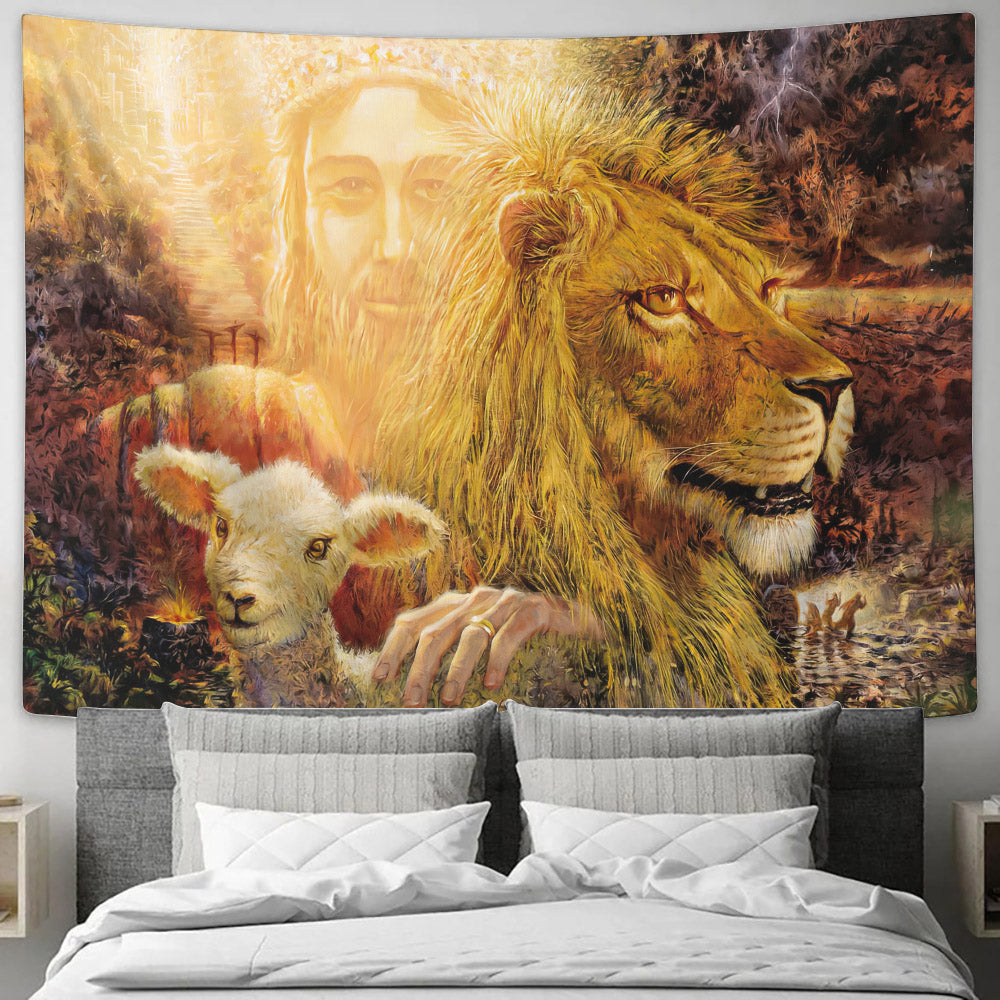 Jesus Lamb Of God - Christian Tapestry - Religious Wall Decor - Christian Wall Tapestry - Ciaocustom