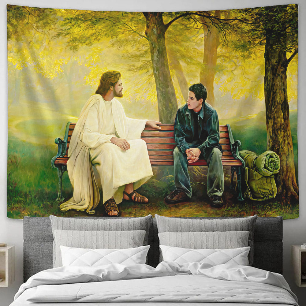 God By My Side - Religious Wall Decor - Christian Wall Tapestry - God Tapestry - Ciaocustom