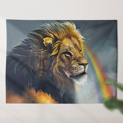 Jesus The Lion Of Judah - Christian Tapestry - Religious Wall Decor - Christian Wall Tapestry - Ciaocustom