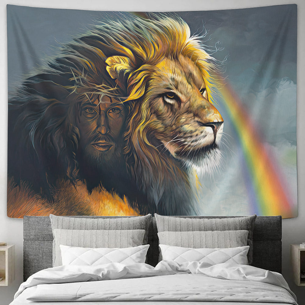 Jesus The Lion Of Judah - Christian Tapestry - Religious Wall Decor - Christian Wall Tapestry - Ciaocustom