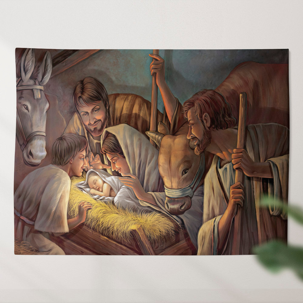 The Nativity Of The Lord - Christian Tapestry - Religious Wall Decor - Christian Wall Tapestry - Ciaocustom