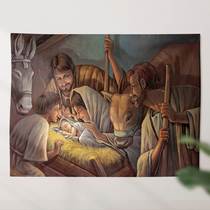 The Nativity Of The Lord - Christian Tapestry - Religious Wall Decor - Christian Wall Tapestry - Ciaocustom