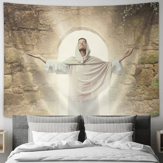 The Resurrection Of Jesus - Christian Tapestry - Religious Wall Decor - Christian Wall Tapestry - Ciaocustom