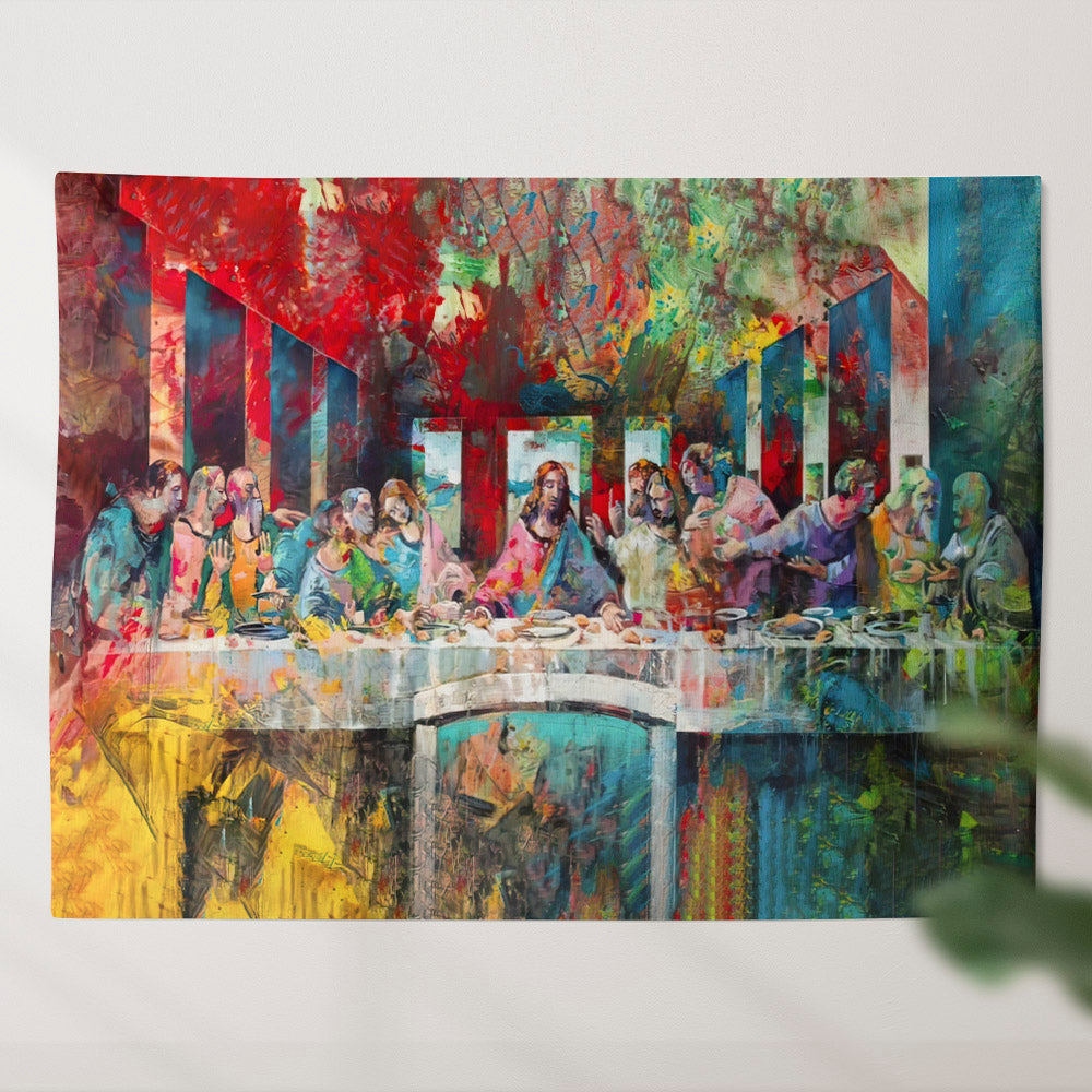 Last Supper Graffiti Art Tapestry - Christian Tapestry - Jesus Wall Tapestry - Religious Tapestry Wall Hangings - Bible Verse Tapestry - Ciaocustom