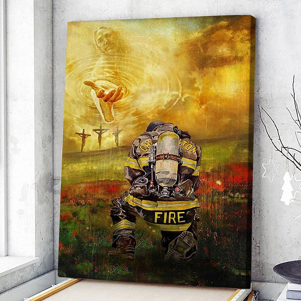 Firefighter Jesus Take My Hand To The Beautiful World - Jesus Canvas Painting - Jesus Canvas Art - Jesus Poster - Ciaocustom
