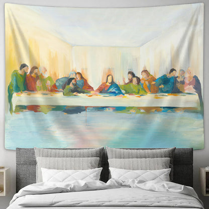 Last Supper Jesus Painting Tapestry - Christian Tapestry - Jesus Wall Tapestry - Religious Tapestry Wall Hangings - Bible Verse Tapestry - Ciaocustom