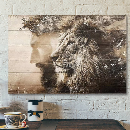 The Lion Of Judah Canvas - Jesus and Lion Canvas Wall Art - Half Jesus Half Lion - Ciaocustom