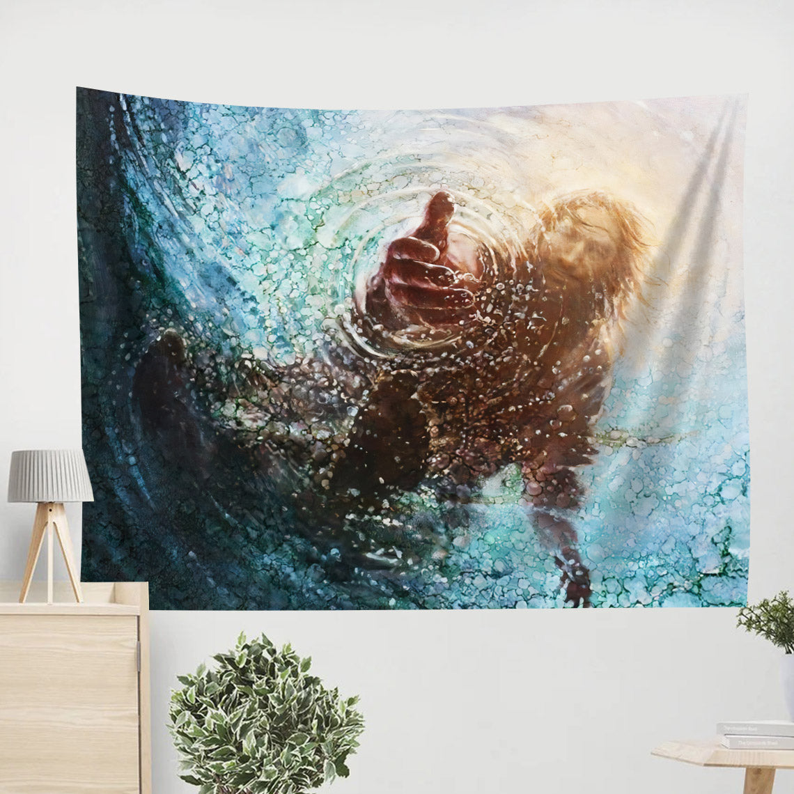 The Hand Of God - Christian Tapestry Wall Hanging - Christian Wall Art - Jesus Christ Tapestry Wall Art - Ciaocustom