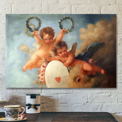 Beautiful Angels Oil Painting - Birthday Gift for Her - Vintage Painting - Angels Wall Art - Ciaocustom