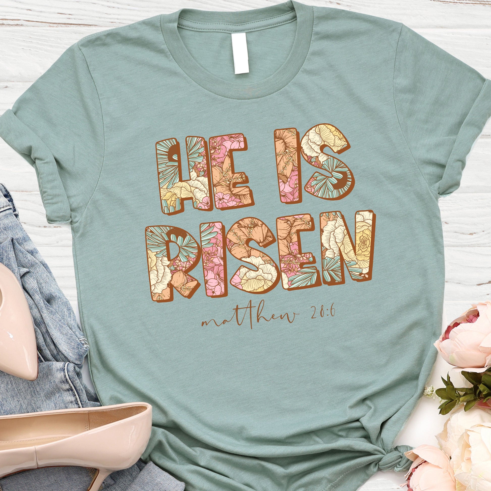 He Is Risen Matthew T Shirts For Women - Women's Christian T Shirts - Women's Religious Shirts