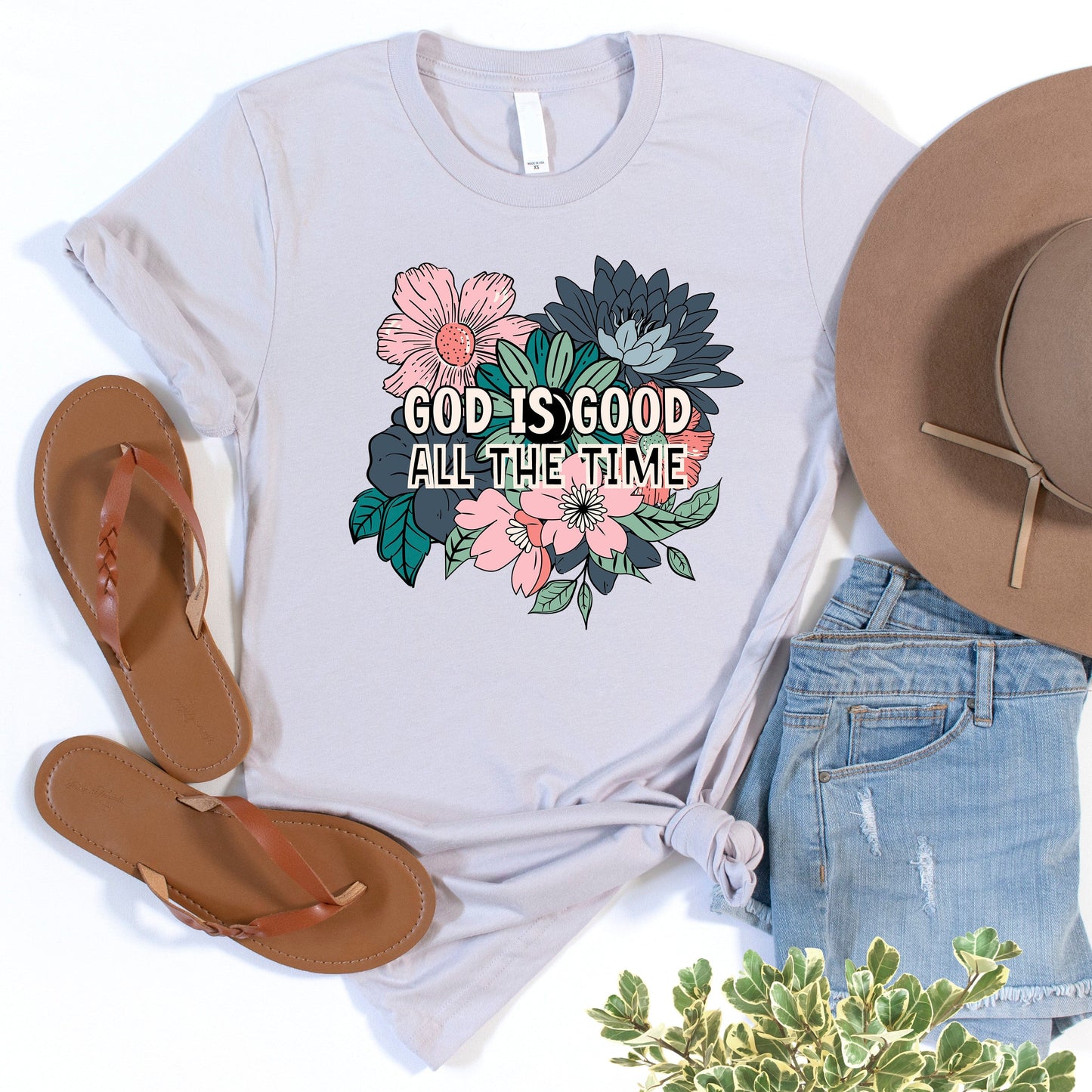 God is Good Flowers T Shirts For Women - Women's Christian T Shirts - Women's Religious Shirts